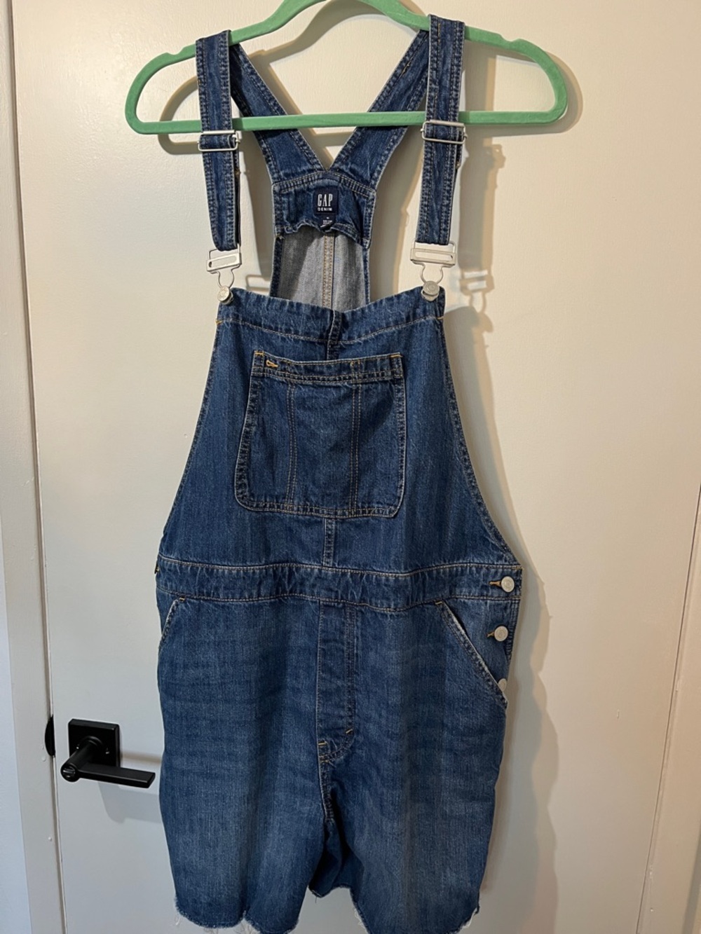GAP Blue Denim cut off short Overalls XL